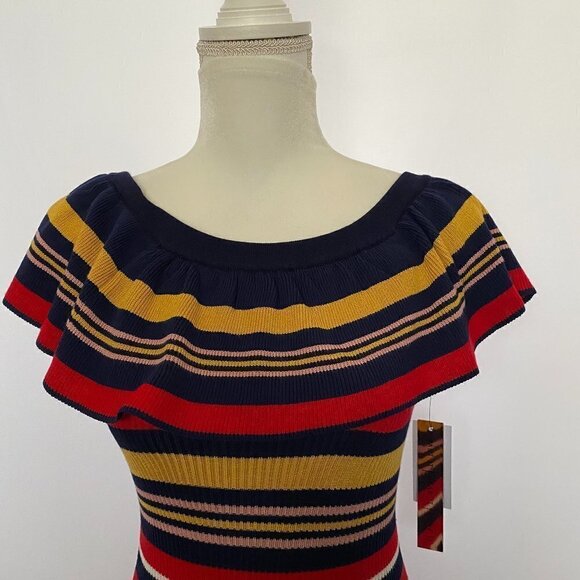 Almost Famous Colorful Stripe Bodycon Knit Dress - Picture 1 of 11